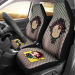 Demon Slayer Anime Car Seat Covers - Cute Chibi Tanjiro Big Head Cloak Pattern Seat Covers