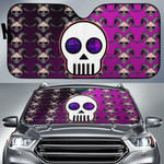 Valentine Car Sunshade - Chibi Skull Evil Horn Monster Patterns Purple And Black Sun Shade