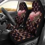 Valentine Car Seat Covers - Skeleton Chest In Pink Heart Skull Patterns Seat Covers
