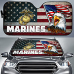 US Independence Day Bald Eagle Marines US Flag Car Sun Shade