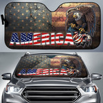 US Independence Day Bald Eagle Broken US Flag Car Sun Shade