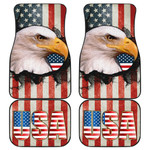 US Independence Day Bald Eagle Breaking Though US Flag Car Floor Mats