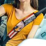 US Independence Day Bald Eagle Breaking Though US Flag Seat Belt Covers