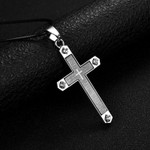Religious Holy Prayer Cross Pendant With Leather Cord Necklace