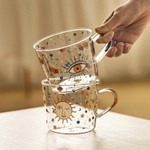 Creative Scale Glass Mug with Sun and Eye Pattern Drinkware