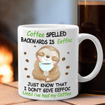 Sloth Coffee Spelled Backwards Is Eeffoc Mug Funny Gifts For Coffee Lovers Ideas For Him