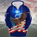 Lion Eagle American Flag One Nation Under God Zip Up Hoodie Patriotic Christian Apparel