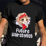 Future Hairstylist Shirt Cute Chibi Graphic Tee Gifts For Female Barber