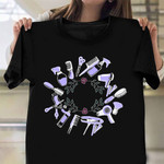 Hairstylist Hairdresser Barber Tools Floral Apparel T-Shirt