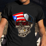 Puerto Rican Skull With Cap And Puerto Rico Flag Shirt Funny Graphic Tees Gift For Men