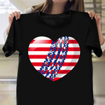 Cricket Love American Flag Heart Shirt 4Th Of July Gift Ideas For Cricket Players
