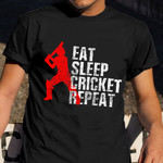 Cricket Sports Player Shirt Eat Sleep Cricket Repeat Vintage Tee Gifts For Your Uncle