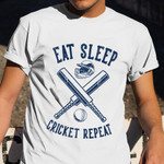 Cricket Sport Shirt Eat Sleep Cricket Repeat Cricketer T-Shirt For Fans