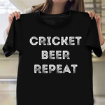 Cricket Beer Repeat T-Shirt Mens Funny Drinking Beer Lovers Gifts For Cricket Fan
