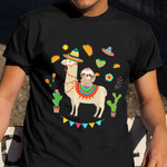 Sloth Riding Llama Mexican Shirt Cute Graphic T-Shirt Gifts For Mexican Boyfriend