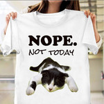 Nope Not Today Lazy Cat Shirt Funny Cat Graphic Tee Themed T-Shirt