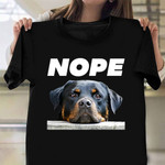 Rottweiler Face Nope T-Shirt Merchandise Themed Rottweiler Gifts For Dog Lovers