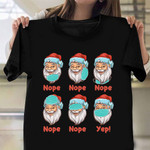 Santa With Face Mask Christmas T-Shirt Mens Funny Santa Shirt Xmas Gift Ideas