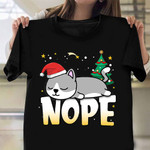 Nope Shirt Christmas Cat Santa T-Shirt Mens Best Gifts For Cat Lovers