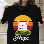 Nope Shirt White Cat Vintage Funny T-Shirt Best Gift For Cat Lovers