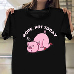 Nope Not Today Shirt Sleeping Pig Cute Graphic T-Shirt Gift For Farmer
