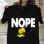 Nope Drained Battery T-Shirt Humor Funny Graphic Tee Shirt Fun Tee