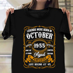 Legends Were Born In October 1955 Shirt 67th Birthday Themed T-Shirt Birthday Ideas For Grandpa