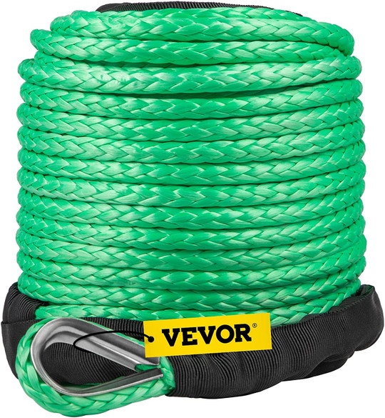 3/8"X 95' Winch Synthetic Line Cable Rope 20500LBs Truck Protective Durable