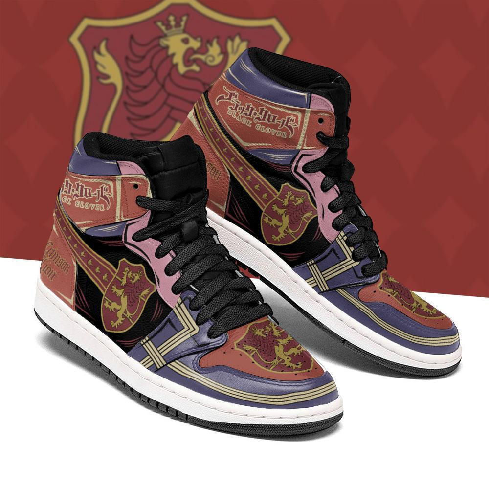 Crimson Lion Magic Knight Black Clover Anime Air Jordan High Top Shoes1