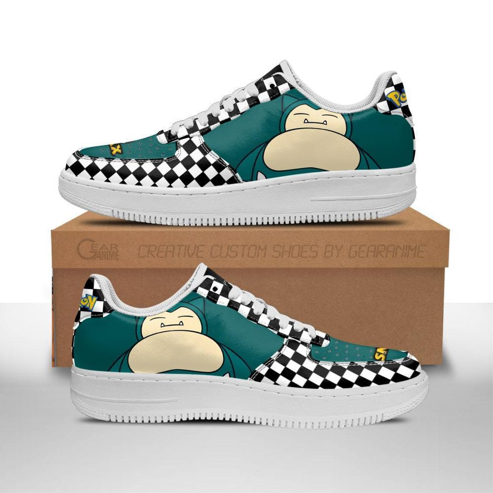 Poke Snorlax Checkerboard Pokemon Nike Air Force shoes1