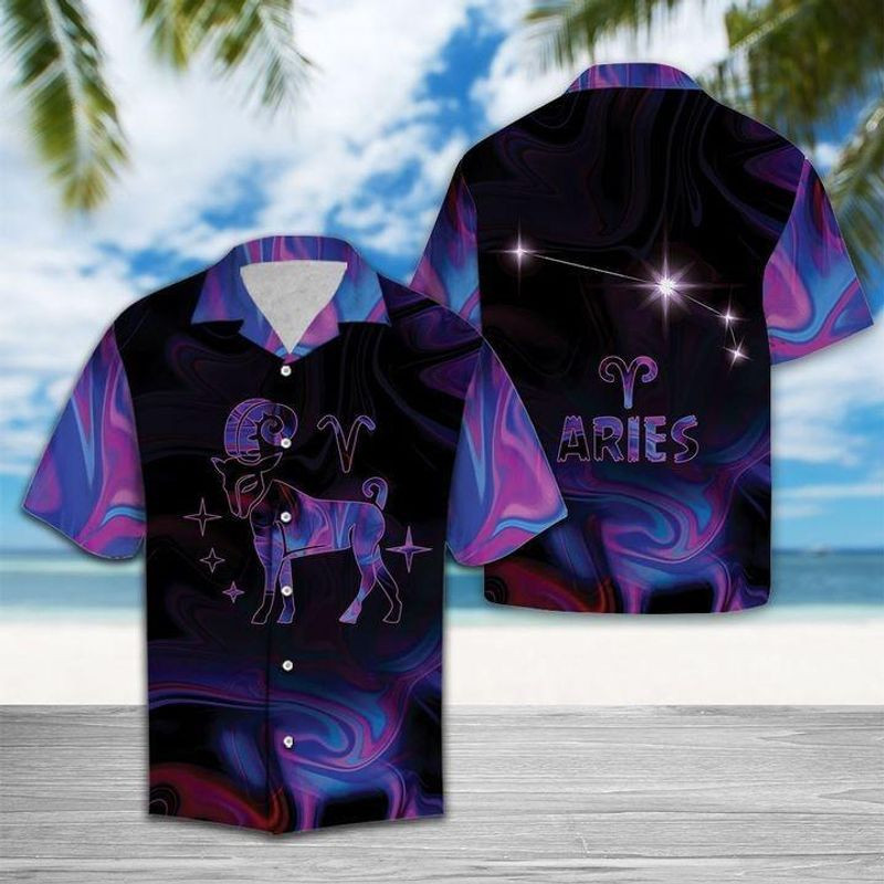 Aries horoscope short sleeve hawaiian shirt unisex hawaii size S-5XL