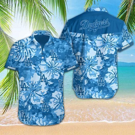 Dodgers Blue Hawaiian Graphic Print Short Sleeve Hawaiian Casual Shirt  size S - 5XL