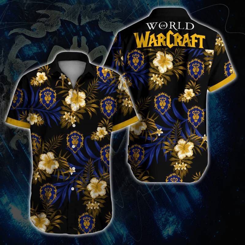 World of Warcraft Hawaiian Graphic Print Short Sleeve Hawaiian Casual Shirt  size S - 5XL