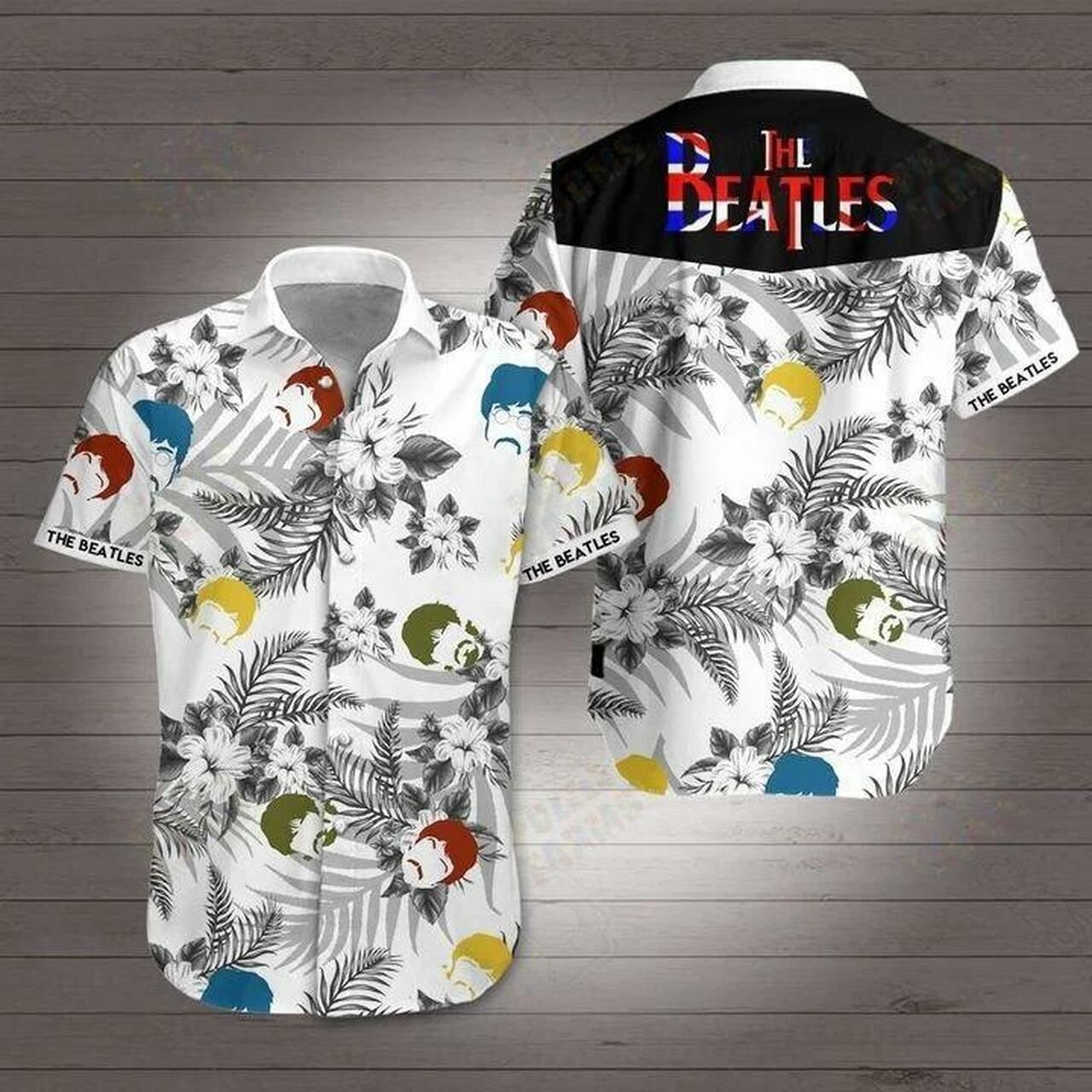 The Beatles Hawaiian Graphic Print Short Sleeve Hawaiian Casual Shirt  size S - 5XL