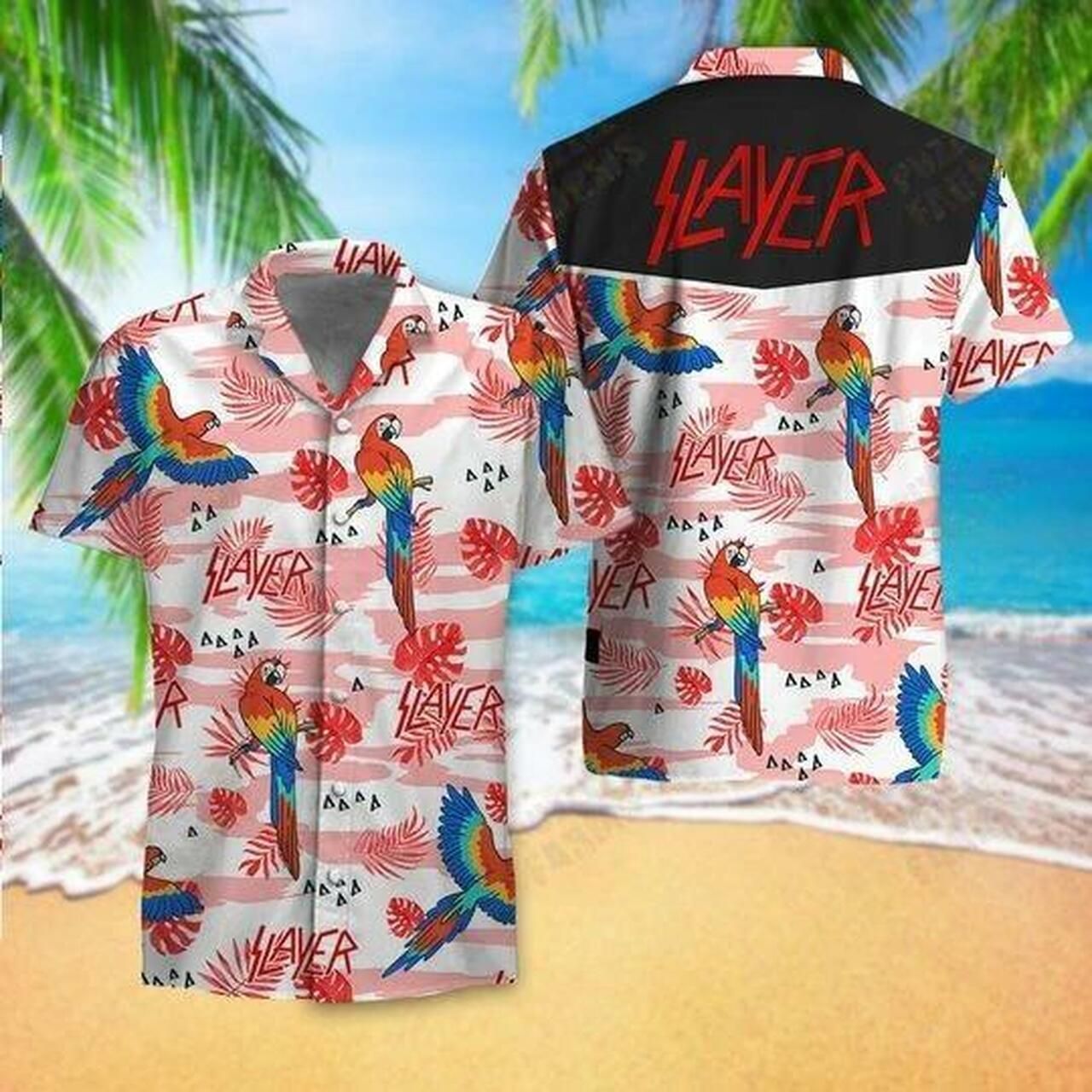 Slayer Hawaiian IV Graphic Print Short Sleeve Hawaiian Casual Shirt  size S - 5XL