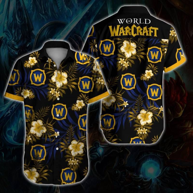 World Of Warcraft Hawaiian III Graphic Print Short Sleeve Hawaiian Casual Shirt  size S - 5XL