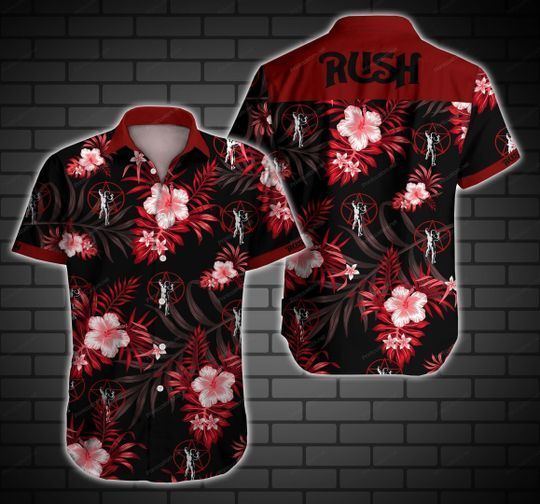 Rush Music Band Hawaiian Graphic Print Short Sleeve Hawaiian Casual Shirt  size S - 5XL
