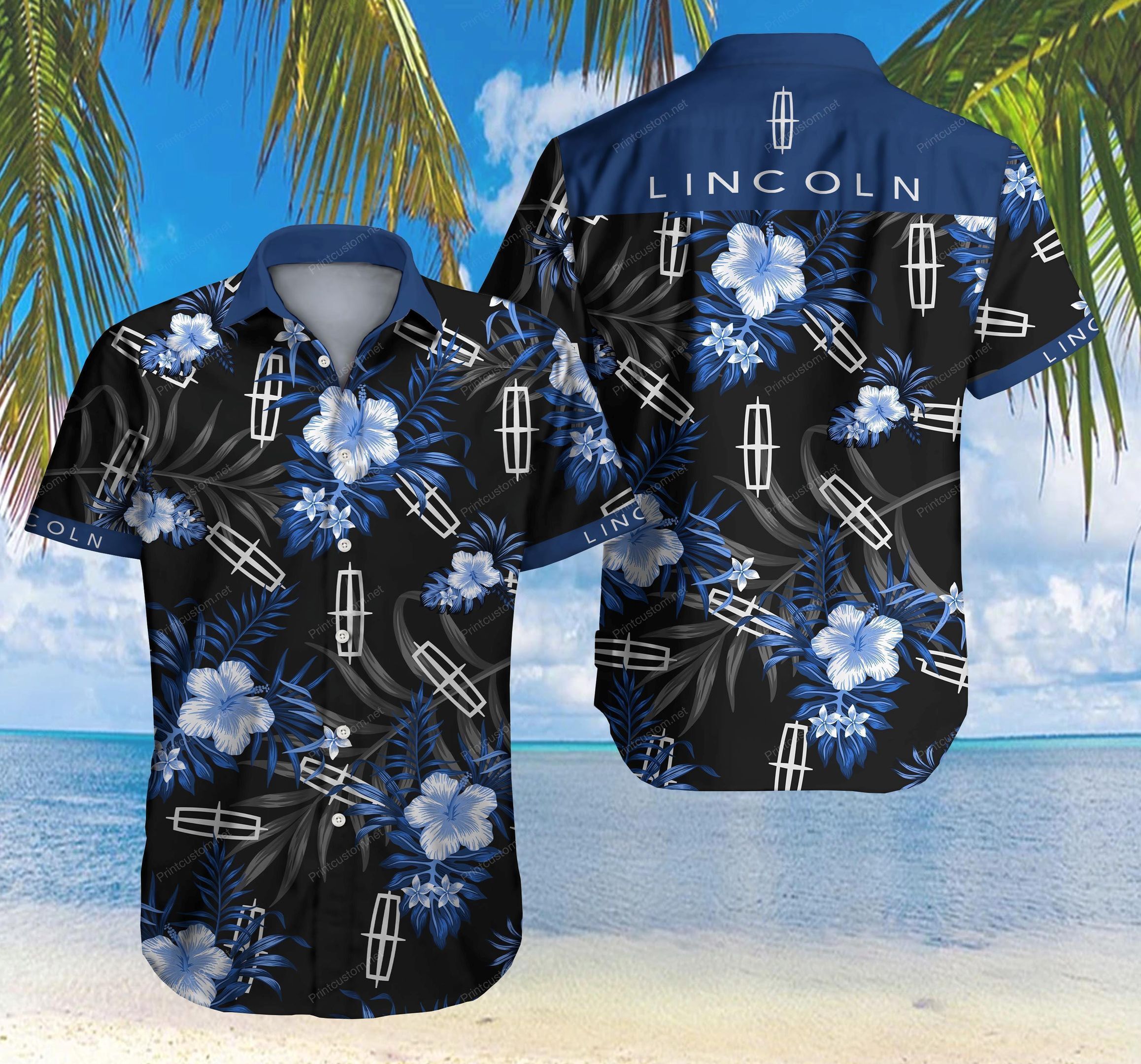 Tlmus Lincoln Hawaiian Graphic Print Short Sleeve Hawaiian Casual Shirt  size S - 5XL