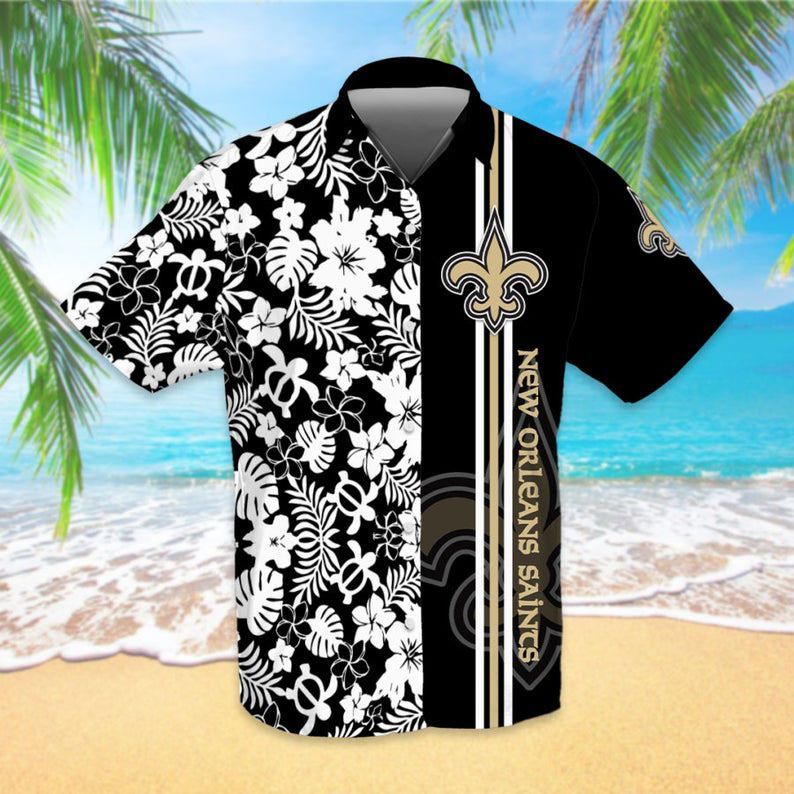 New Orleans Saints Nfl Football Logo Sport Cool Hawaiian Graphic Print Short Sleeve Hawaiian Shirt  size S - 5XL
