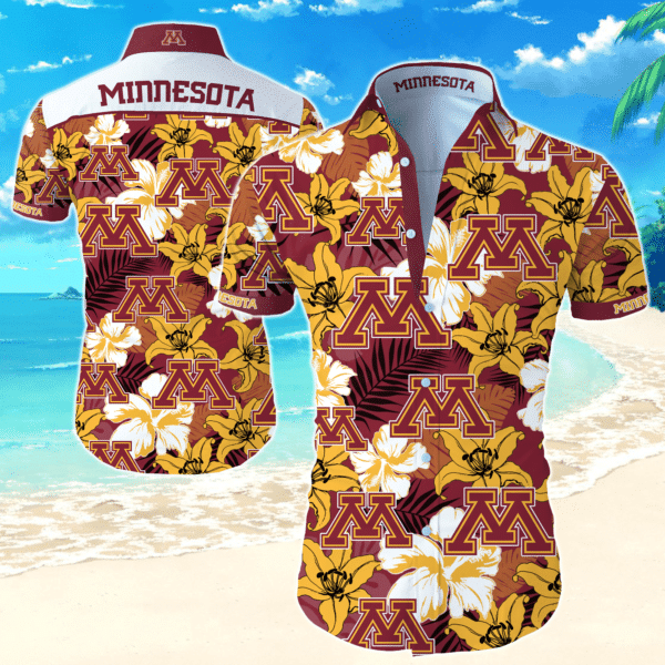Ncaa Minnesota Golden Gophers Hawaiian Graphic Print Short Sleeve Hawaiian Shirt  size S - 5XL