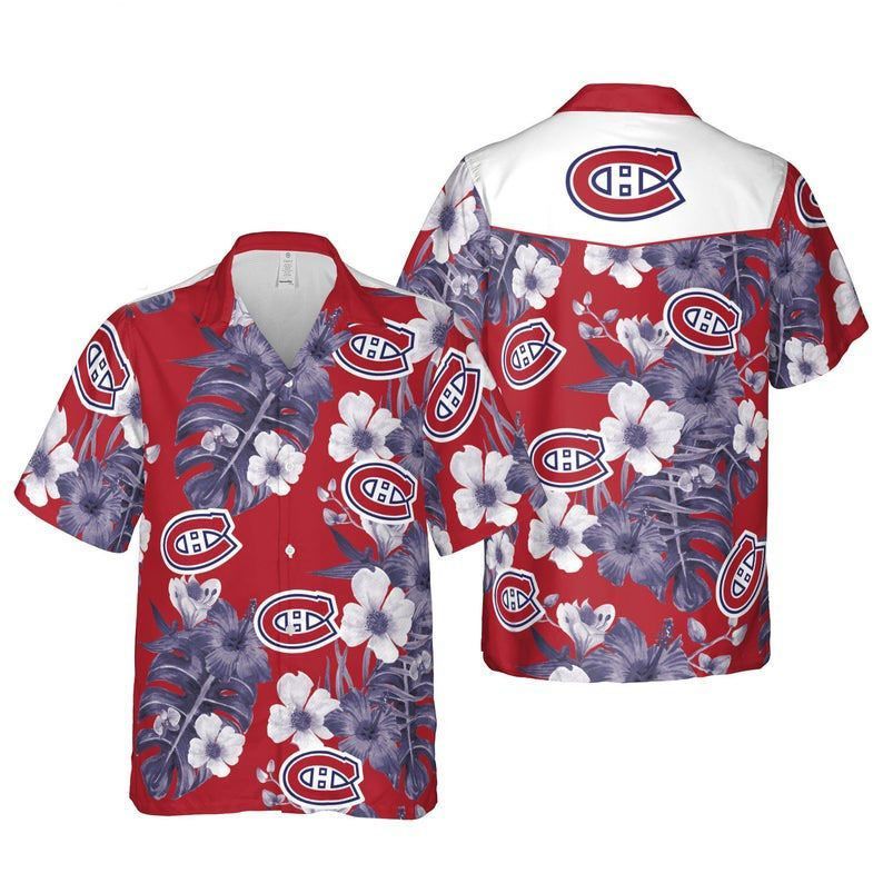 Montreal Canadiens NFL Hawaiian Graphic Print Short Sleeve Hawaiian Shirt  size S - 5XL