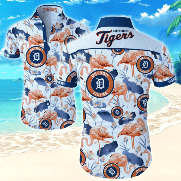 Mlb Detroit Tigers Hawaiian Graphic Print Short Sleeve Hawaiian Shirt  size S - 5XL