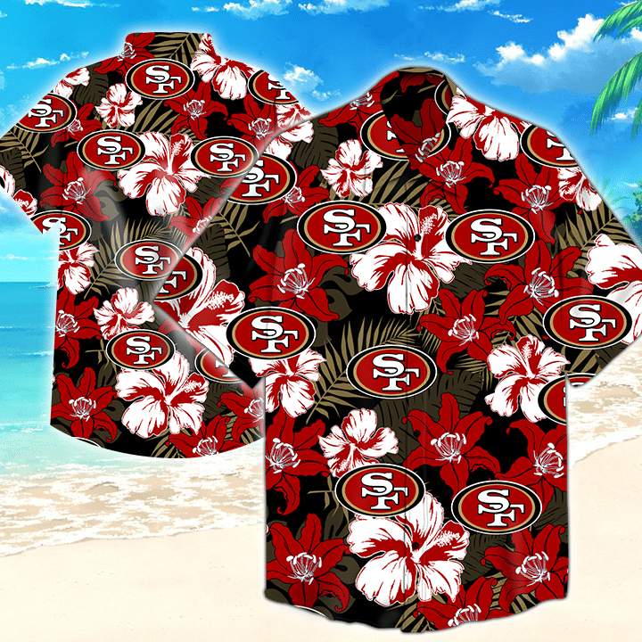 San Francisco 49ers Nfl Hawaiian Graphic Print Short Sleeve Hawaiian Shirt  size S - 5XL