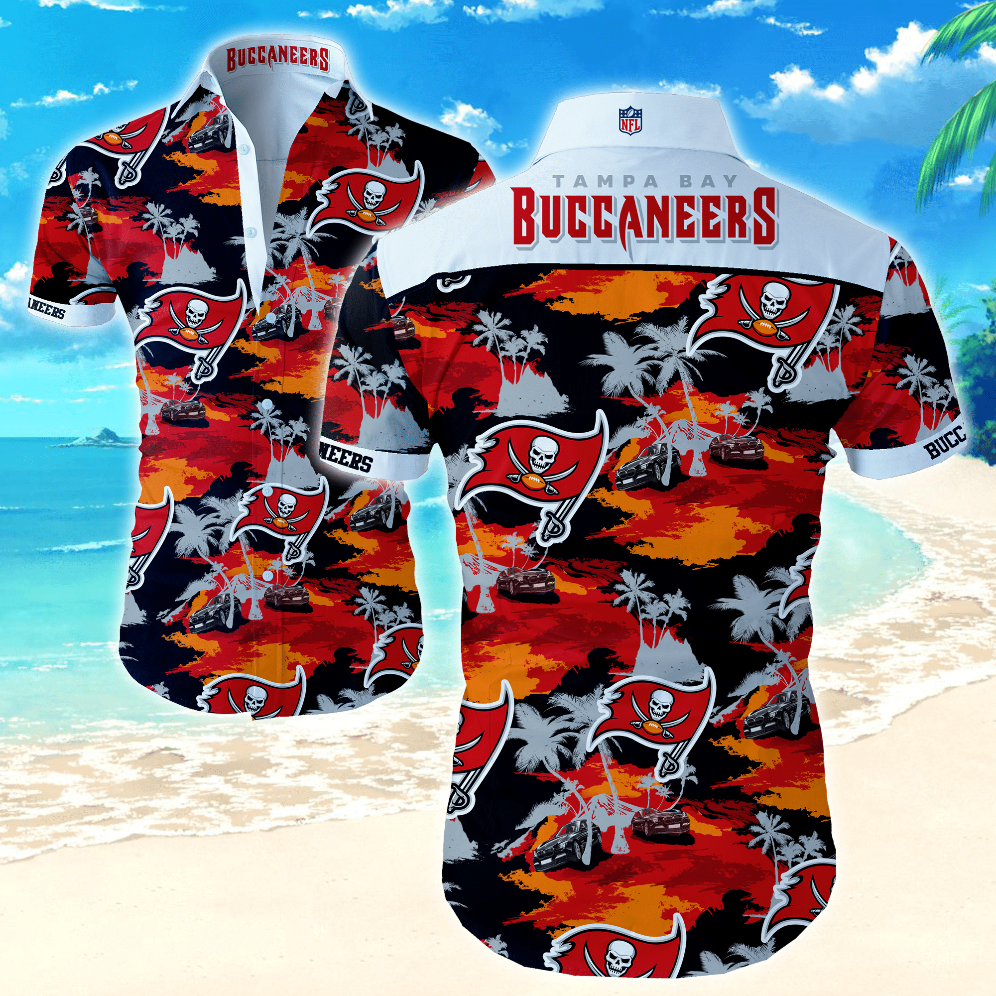 Tampa Bay Buccaneers Nfl Hawaiian Graphic Print Short Sleeve Hawaiian Shirt  size S - 5XL