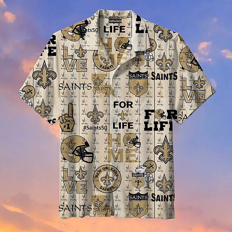 New Orleans Saints Life Nfl Hawaiian Graphic Print Short Sleeve Hawaiian Shirt  size S - 5XL