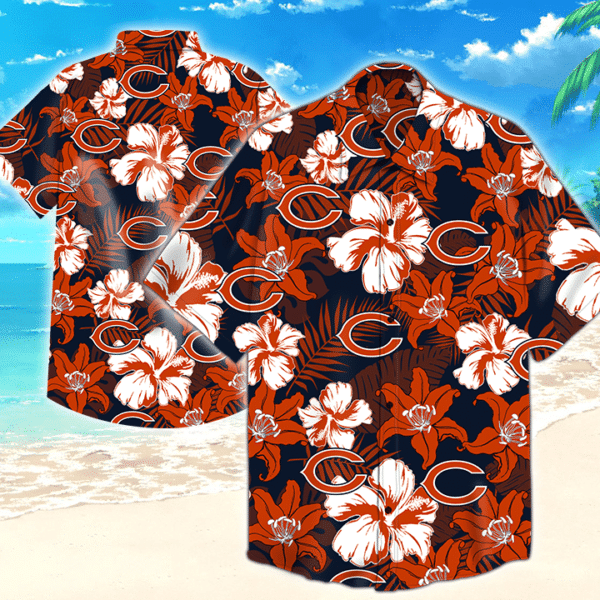Chicago Bears Nfl Hawaiian Graphic Print Short Sleeve Hawaiian Shirt  size S - 5XL