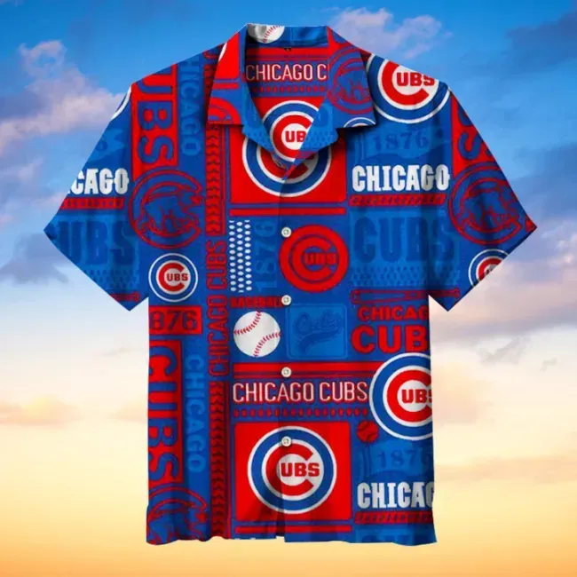 Chicago Cubs MLB Hawaiian Graphic Print Short Sleeve Hawaiian Shirt  size S - 5XL
