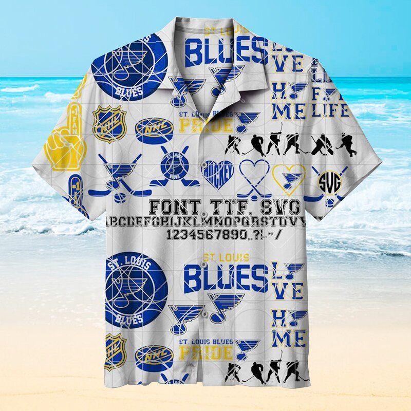 St Louis Blues Nhl Hawaiian Graphic Print Short Sleeve Hawaiian Shirt  size S - 5XL