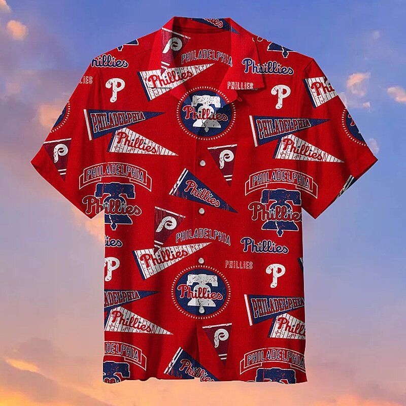 MLB Philadelphia Phillies Hawaiian Graphic Print Short Sleeve Hawaiian Shirt  size S - 5XL
