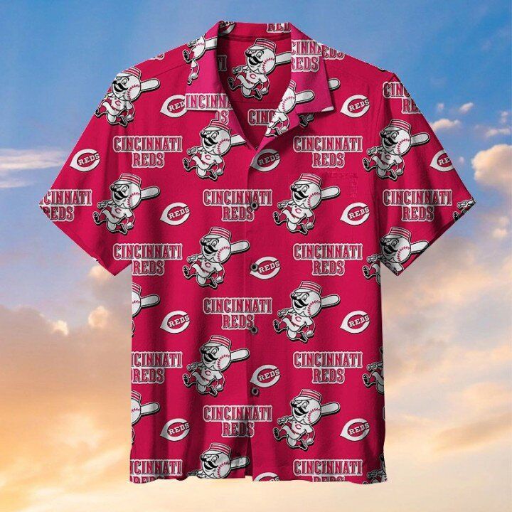 Cincinnati Reds Mlb Hawaiian Graphic Print Short Sleeve Hawaiian Shirt  size S - 5XL